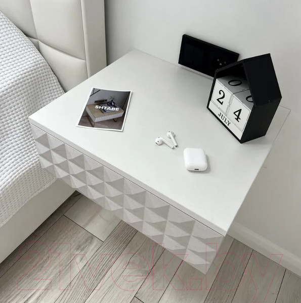 Изображение товара Прикроватная тумба Shtabe Simple 7000 эко (травертин/белый)