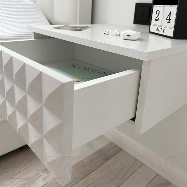 Изображение товара Прикроватная тумба Shtabe Simple 7000 эко (травертин/белый)