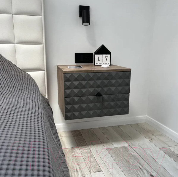 Изображение товара Прикроватная тумба Shtabe Simple 7002 эко (графит/дуб веллингтон)