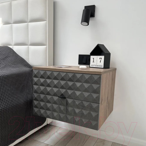 Изображение товара Прикроватная тумба Shtabe Simple 7002 эко (графит/дуб веллингтон)