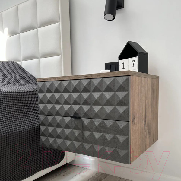 Изображение товара Прикроватная тумба Shtabe Simple 7002 эко (графит/дуб веллингтон)