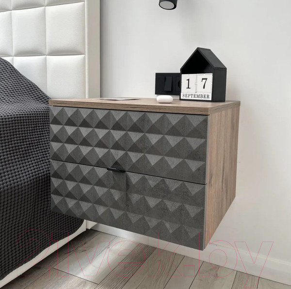 Изображение товара Прикроватная тумба Shtabe Simple 7002 эко (графит/дуб веллингтон)