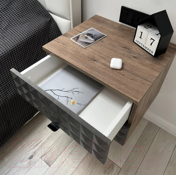 Изображение товара Прикроватная тумба Shtabe Simple 7002 эко (графит/дуб веллингтон)