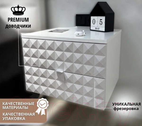 Изображение товара Прикроватная тумба Shtabe Simple 7002 эко (травертин/белый)