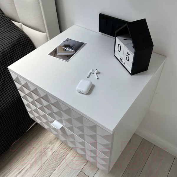 Изображение товара Прикроватная тумба Shtabe Simple 7002 эко (травертин/белый)