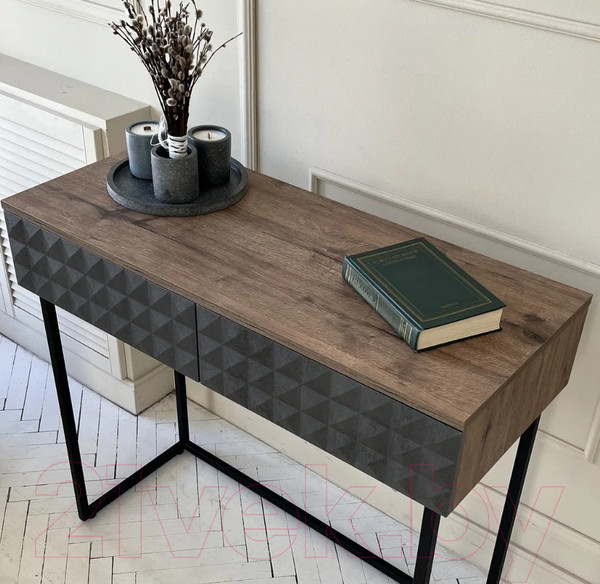 Изображение товара Консольный столик Shtabe Simple 7011 эко (графит/дуб веллингтон/черный)