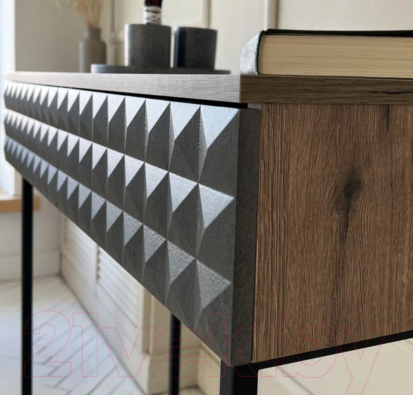 Изображение товара Консольный столик Shtabe Simple 7011 эко (графит/дуб веллингтон/черный)