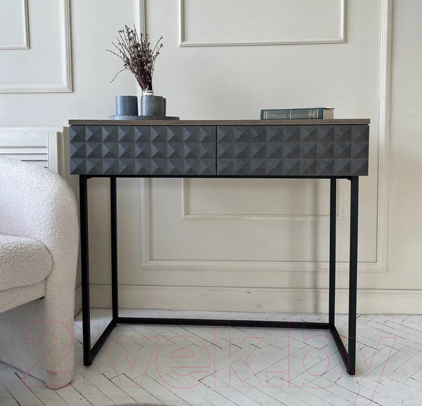 Изображение товара Консольный столик Shtabe Simple 7011 эко (графит/дуб веллингтон/черный)