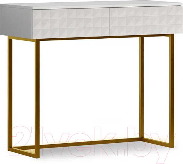 Изображение товара Консольный столик Shtabe Simple 7011 эко (травертин/белый/золото)