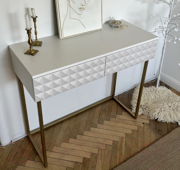 Изображение товара Консольный столик Shtabe Simple 7011 эко (травертин/белый/золото)