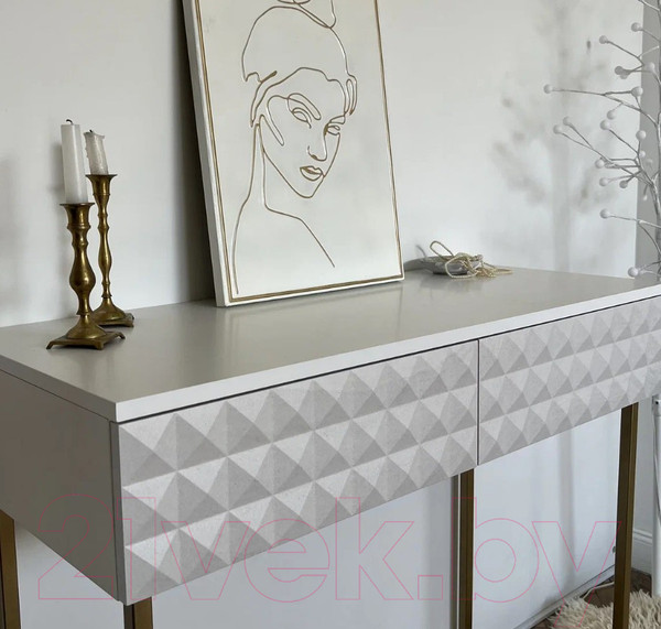 Изображение товара Консольный столик Shtabe Simple 7011 эко (травертин/белый/золото)