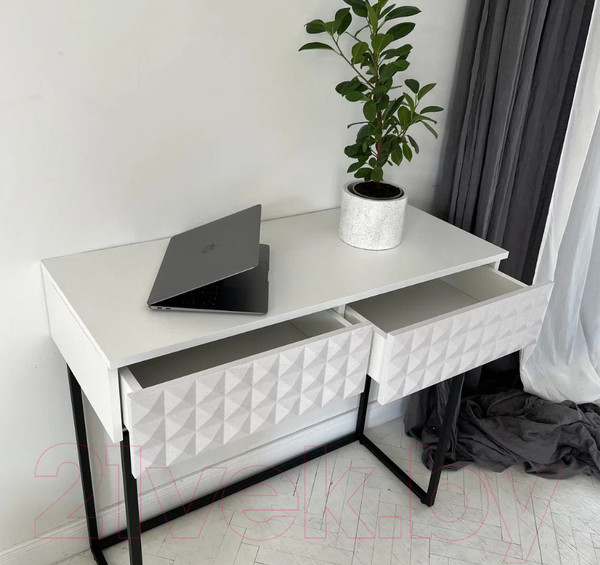 Изображение товара Консольный столик Shtabe Simple 7011 эко (травертин/белый/золото)