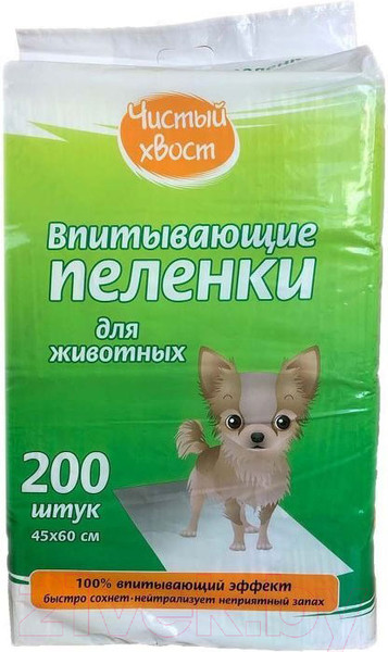 Изображение товара Одноразовая пеленка для животных Чистый хвост 45x60 / 68636 (200шт)