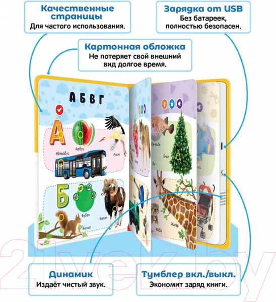 Изображение товара Музыкальная книга BertToys Нажималка Русский алфавит FD143