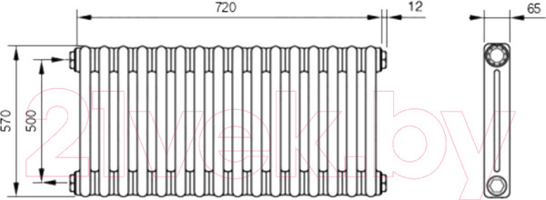 Изображение товара Радиатор стальной Arbonia RRN 2057/16 12 TF 16 (левый, боковое подключение)
