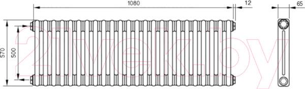 Изображение товара Радиатор стальной Arbonia RRN 2057/24 12 TF 24 (левый, боковое подключение)
