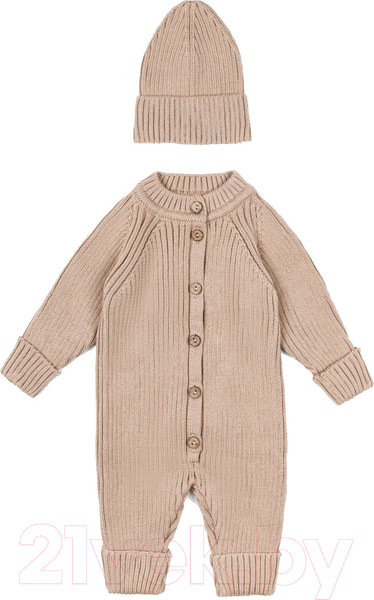 Изображение товара Комбинезон для малышей Amarobaby Pure Love Tot / AB-OD22-PLT501/03-80 (бежевый, р. 80)