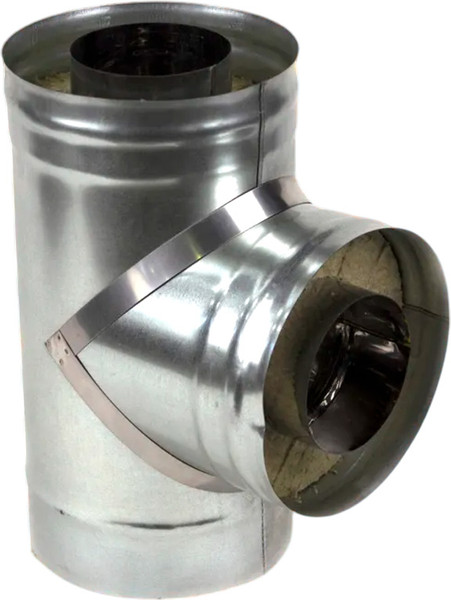 Изображение товара Тройник для труб Гефест Сталь 90 150x220 AISI 430/430 0.8мм/0.5мм (К) 400мм (оцинкованный)