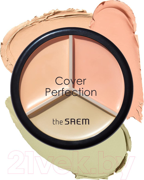 Изображение товара Консилер The Saem Cover Perfection Triple Pot Concealer тон 03 Correct Up Beige
