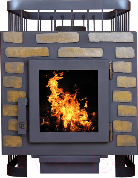 Изображение товара Печь-каменка КомфортПром Премиум Чугун дверь со стеклом / декор 112211776