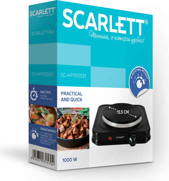 Изображение товара Электрическая настольная плита Scarlett SC-HP700S31 (черный)