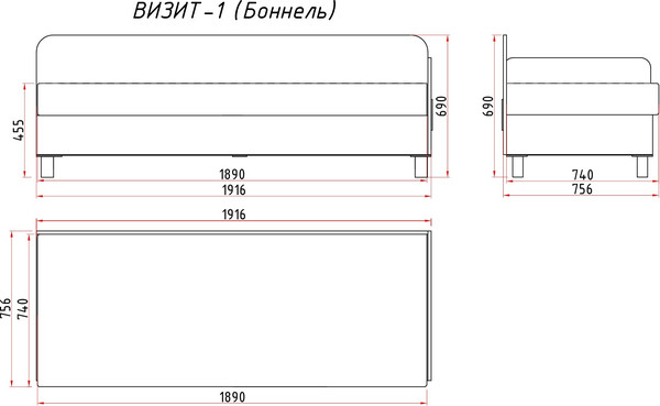 Изображение товара Тахта Домовой Визит-1 3нр Боннель-1Пд Г (Lux 20)