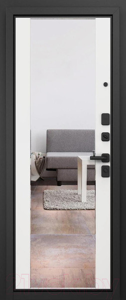 Изображение товара Входная дверь Mastino T1 Trust Eco PP черный муар металлик/черный матовый/белый софт (96x205, правая)