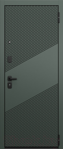 Изображение товара Входная дверь Mastino T4 Trust Eco PP черный муар металлик/авокадо/эмаль белоснежный (96x205, правая)