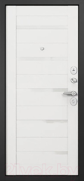 Изображение товара Входная дверь Mastino F2 Family Eco PP черный муар металлик/оскуро/белый ларче (96x205, правая)