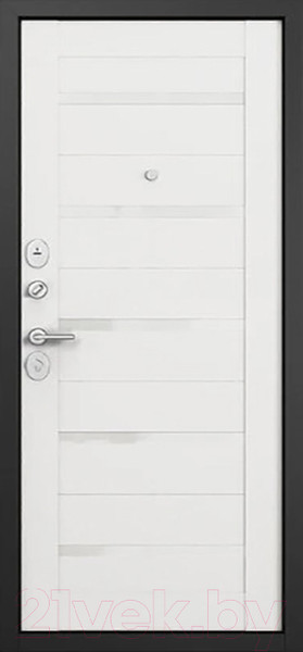 Изображение товара Входная дверь Mastino F2 Family Eco PP черный муар металлик/оскуро/белый ларче (96x205, левая)