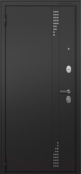 Изображение товара Входная дверь Mastino T2 Trust Eco MP черный муар металлик/черный муар/бьянко ларче (86x205, левая)