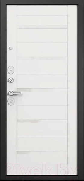 Изображение товара Входная дверь Mastino T3 Trust Eco MP черный муар металлик/черный муар/белый ларче (96x205, левая)