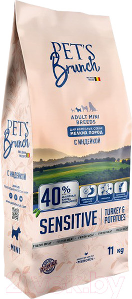 Изображение товара Сухой корм для собак Pet's Brunch Для взрослых собак мелких пород с индейкой (11кг)