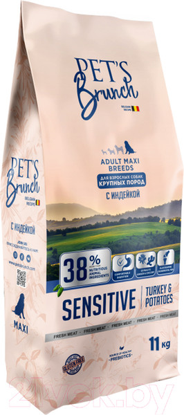 Изображение товара Сухой корм для собак Pet's Brunch Для для взрослых собак крупных пород с индейкой (11кг)