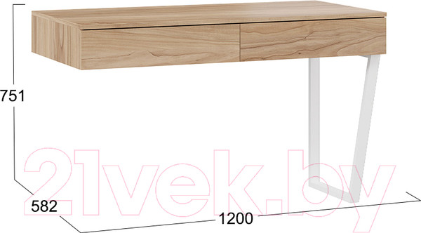 Изображение товара Письменный стол ТриЯ Порто ТД-393.15.02 (белый/яблоня беллуно)