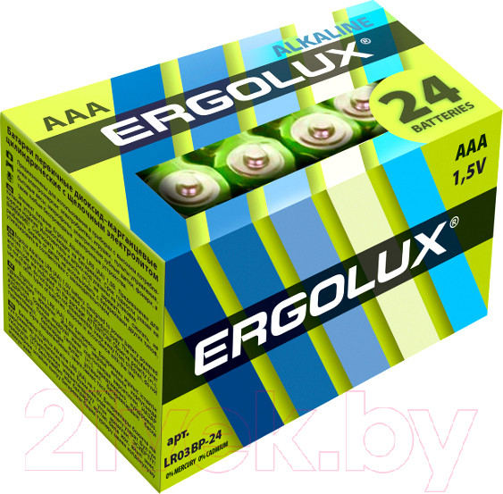 Изображение товара Комплект батареек Ergolux LR03 Alkaline BP-24 1.5В / 14213