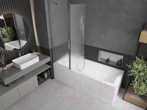 Изображение товара Стеклянная шторка для ванны Mexen Flip 120 / MEX-894-120-101-01-30