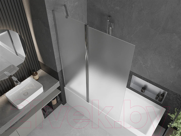 Изображение товара Стеклянная шторка для ванны Mexen Flip 120 / MEX-894-120-101-01-30