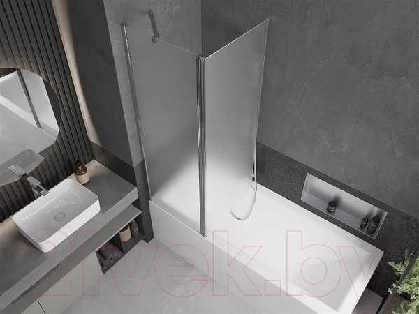 Изображение товара Стеклянная шторка для ванны Mexen Flip 120 / MEX-894-120-101-01-30