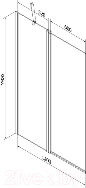 Изображение товара Стеклянная шторка для ванны Mexen Flip 120 / MEX-894-120-101-01-30