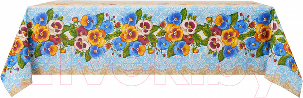 Изображение товара Скатерть Stolima Горница 1001-1 Анютины глазки (220x140)