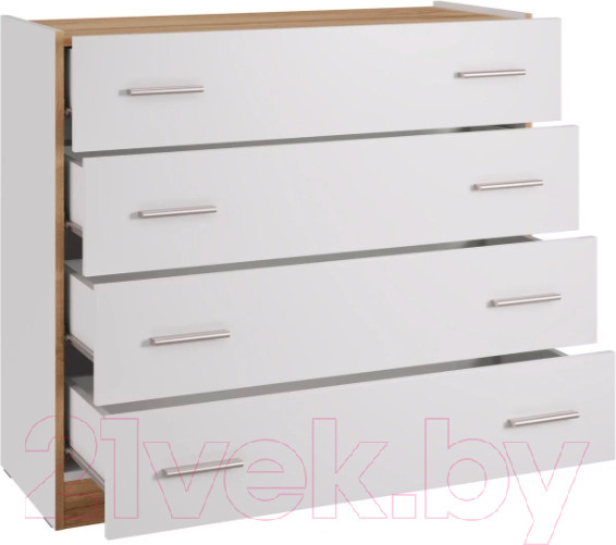 Изображение товара Комод НК Мебель Fresco КМ-100N / 72518529 (белый/дуб вотан)