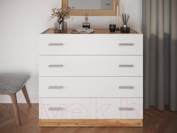 Изображение товара Комод НК Мебель Fresco КМ-100N / 72518529 (белый/дуб вотан)