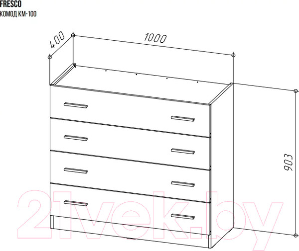 Изображение товара Комод НК Мебель Fresco КМ-100N / 72518529 (белый/дуб вотан)