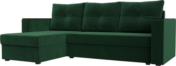 Изображение товара Диван угловой Лига Диванов Атланта Б/С левый / 117036L (велюр зеленый)