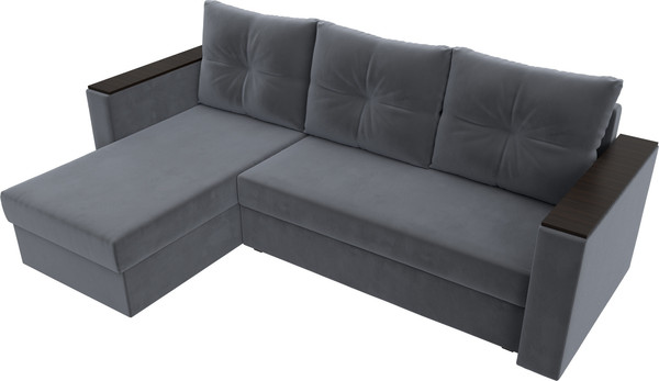 Изображение товара Диван угловой Лига Диванов Атланта Б/С левый / 117038L (велюр серый)