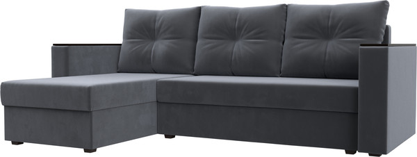 Изображение товара Диван угловой Лига Диванов Атланта Б/С левый / 117038L (велюр серый)