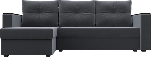 Изображение товара Диван угловой Лига Диванов Атланта Б/С левый / 117038L (велюр серый)