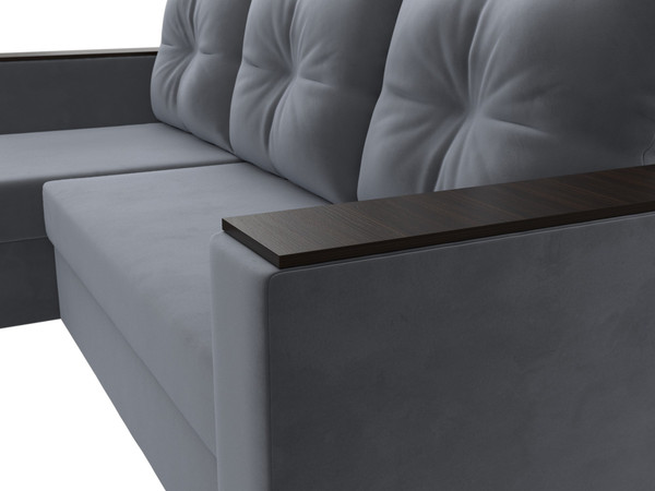 Изображение товара Диван угловой Лига Диванов Атланта Б/С левый / 117038L (велюр серый)