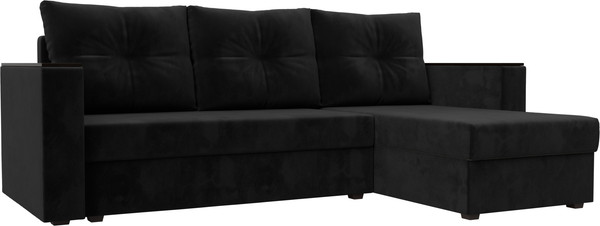Изображение товара Диван угловой Лига Диванов Атланта Б/С правый / 117040 (велюр черный)